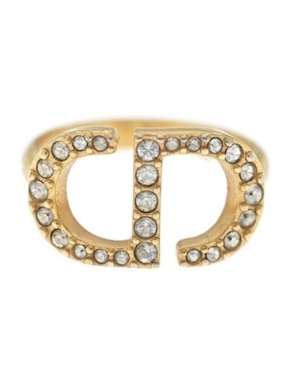 Dior Rhinestone Ring Gold